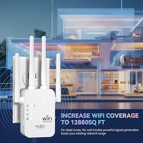 1200Mbps Dual Band (5GHz/2.4GHz) WiFi Signal Booster Extender📶