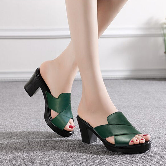 【🔥TODAY'S LOWEST PRICE】Women's Platform Slip on Chunky High Heel Sandals