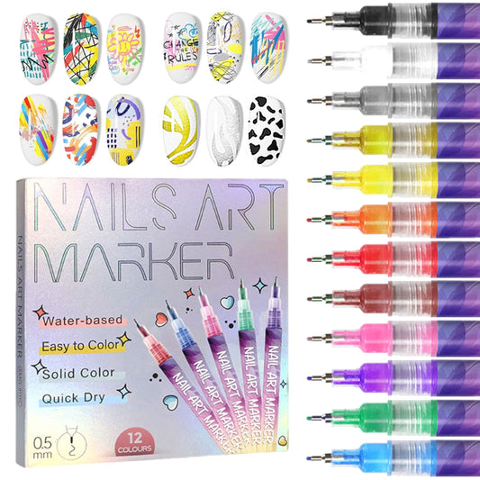 🎁LAST WEEK SPECIAL PRICE: £9.99!!⏳12 Colors Nail Art Pens Set🎨💅