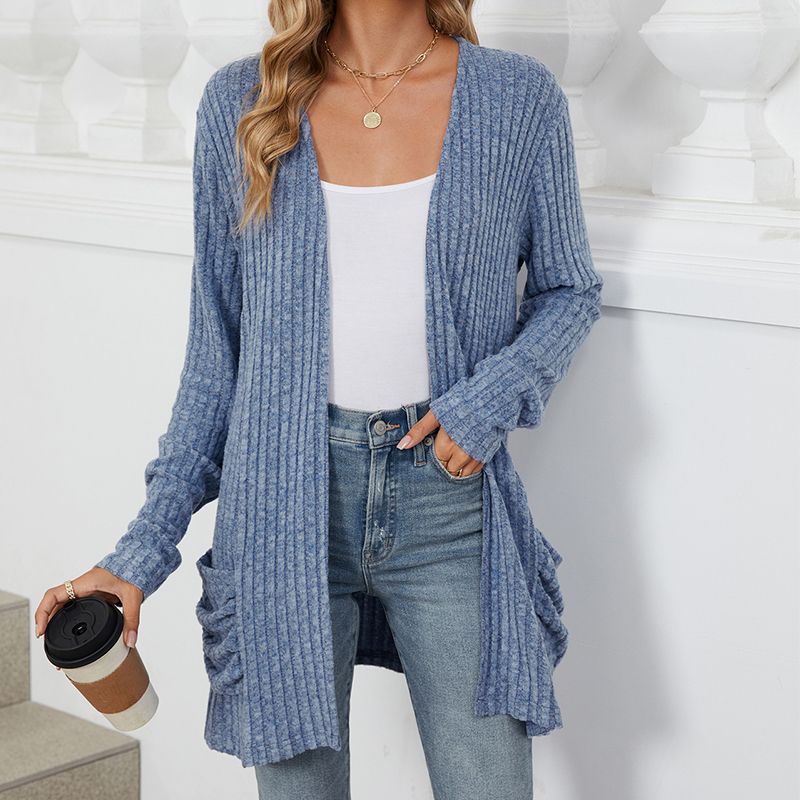 Women s Cozy Autumn Ribbed Knit Cardigan furanshop