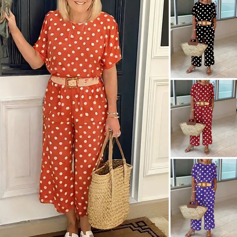 Polka Dot Sleeveless Top Two Pieces Set
