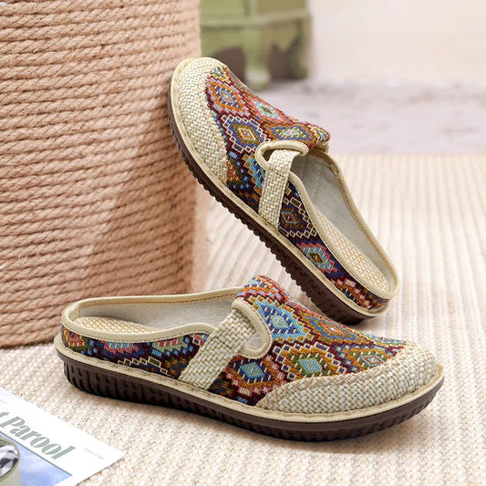 Women's Embroidered Linen Soft Sole Sandals