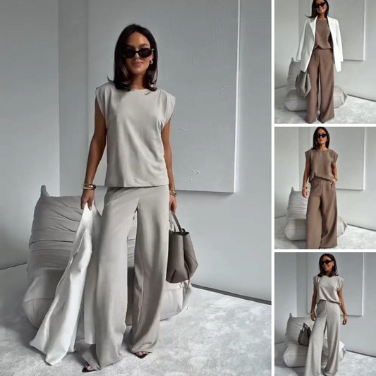 Women’s 2-Piece T-Shirt & Wide Leg Dress Pants Set