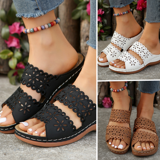 Women's Casual Flat Bottom Hollow Out Flower Slippers