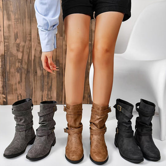 👢Low Heel Boots with Buckle for Women👢 - Walk in Comfort and Style.