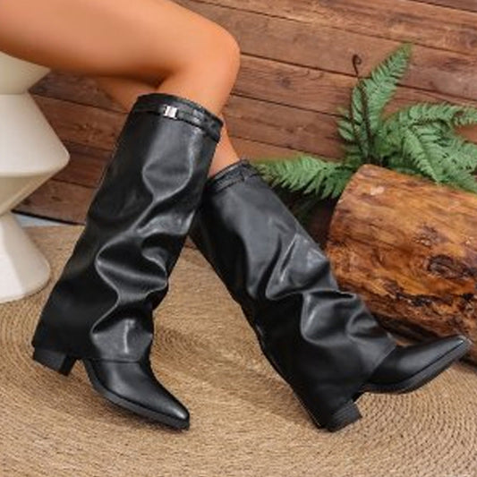 🌟High-quality women's boots-Women's Slouchy Knee High Chunky Boots