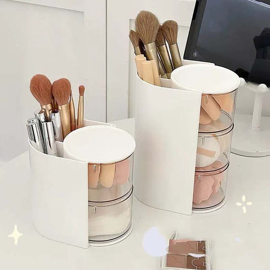 🎁 Hot Sale 49% OFF 🔥Rotatable Clear Makeup Organizer with Brush Holder