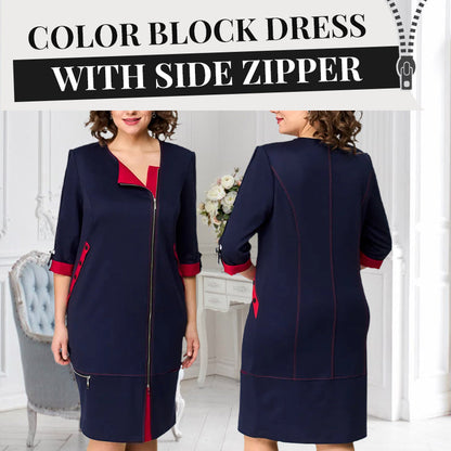 Women’s Fashionable High-end Dress with Side Zipper