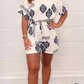 💃Limited Sale 50% OFF💝Elegant Printed Round Neck Short Jumpsuit