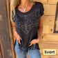 🔥HOT SALE 50% OFF🔥Women's Solid Colour Short Sleeve T-shirt With Hot Print And Frayed Hem🌙 Free Moon & Star Necklace for first 100 orders! 🎁