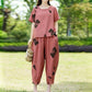 💖Women's Printed Short-Sleeved Top & Wide-Leg Cropped Pants Set