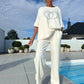 ⏳Limited offer! ⏰Casual two-piece set for women, plain top and loose-fitting trousers
