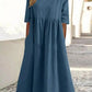 Women's Casual Basic Outdoor Crew Neck Pocket Smocked Cotton Dress