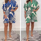 Women's Plant Printed Casual Short Jumpsuit
