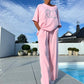⏳Limited offer! ⏰Casual two-piece set for women, plain top and loose-fitting trousers