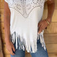 🔥HOT SALE 50% OFF🔥Women's Solid Colour Short Sleeve T-shirt With Hot Print And Frayed Hem🌙 Free Moon & Star Necklace for first 100 orders! 🎁