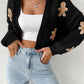 🔥🖤Early Black Friday Sale:50% OFF🖤Women's Cartoon Print Drop Shoulder Crop Sweater Cardigan