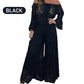 Women's two-piece set: lace top + wide-leg trousers