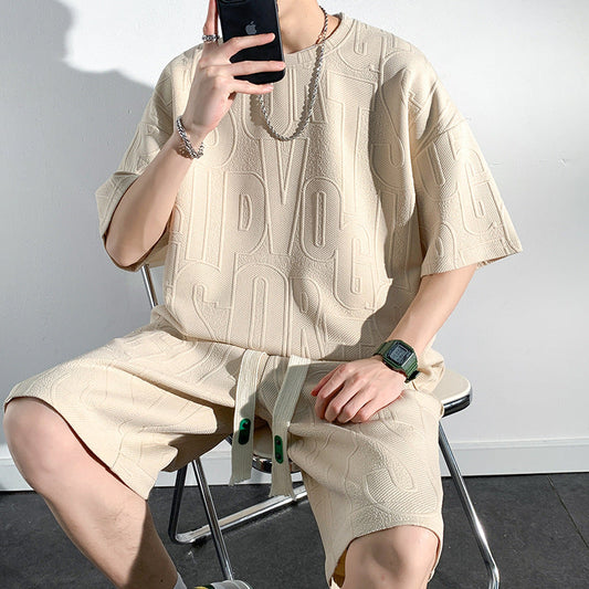 ✨Men's cotton Casual Loose Outfits Short  2 Pieces Suit👕