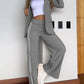 Outfit set for women: Casual blazer with lapel collar and wide-leg trousers