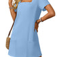 💕Last Day Promotion 49% OFF👗Women's Casual Square Neck Pocket Short Sleeve Dress with Pockets