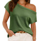 ⏰Hot Sale 49% OFF-🥰Womens Short Sleeve Off One Shoulder Sweater Tops