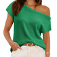 ⏰Hot Sale 49% OFF-🥰Womens Short Sleeve Off One Shoulder Sweater Tops
