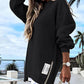 Long Sleeve Pullover Zipper Slit Casual Sweatshirt Dress