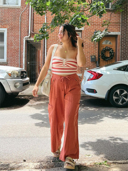 💥LAST DAY SALE 49% OFF!!🎁Linen-Blend Wide-Leg Cargo Pant