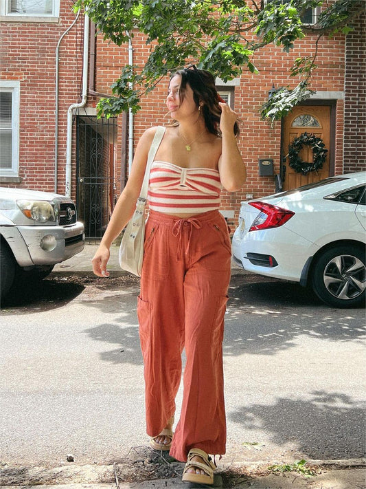 💥LAST DAY SALE 49% OFF!!🎁Linen-Blend Wide-Leg Cargo Pant