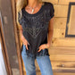 🔥HOT SALE 50% OFF🔥Women's Solid Colour Short Sleeve T-shirt With Hot Print And Frayed Hem🌙 Free Moon & Star Necklace for first 100 orders! 🎁