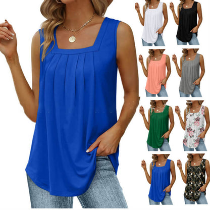 🔥Last Day Special Price £10.99!!🔥2025 Women's Square Neck Sleeveless Vest T-Shirt