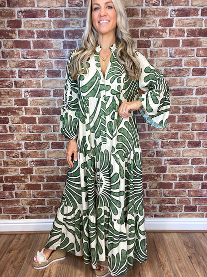 🍃Floral Print Bell Sleeve Soft and Breathable Maxi Dress🔥Free Shipping🔥