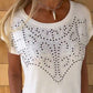 🔥HOT SALE 50% OFF🔥Women's Solid Colour Short Sleeve T-shirt With Hot Print And Frayed Hem🌙 Free Moon & Star Necklace for first 100 orders! 🎁