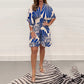 Women's Plant Printed Casual Short Jumpsuit