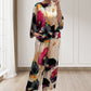 💕💕💕Stylish Watercolor Floral Print Loose 2-Piece Suit for Plus Size Women