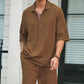Men's 2 Piece Set - Short Sleeve V-Neck Top and Pants