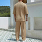 Men's 2 Piece Set - Short Sleeve V-Neck Top and Pants