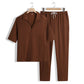 Men's 2 Piece Set - Short Sleeve V-Neck Top and Pants