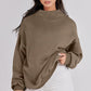 🔥Last Day Sale 49%🔥Women's Slit Mock Neck Oversized Sweatshirt