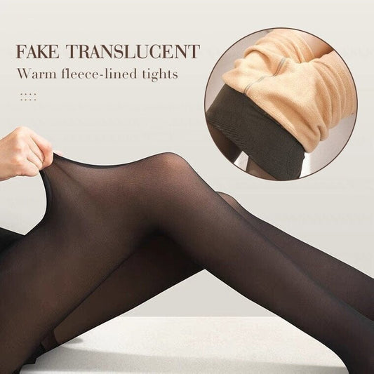 🔥Flawless Legs Fake Translucent Warm Plush Lined Elastic Tights