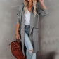 Women's Open Front Lapel Long Trench Coat