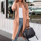 Women's Open Front Lapel Long Trench Coat