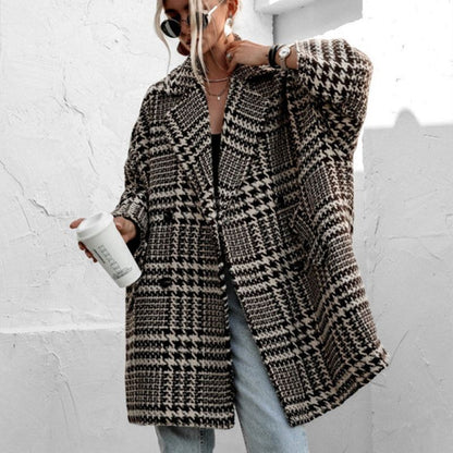 Women's Classic Plaid Pattern Loose Casual Jacket Coat