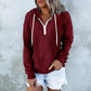 Women's Casual Long Sleeve Half-Zip Hooded Sweatshirt
