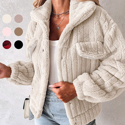 Women's Striped Fluffy Jacket