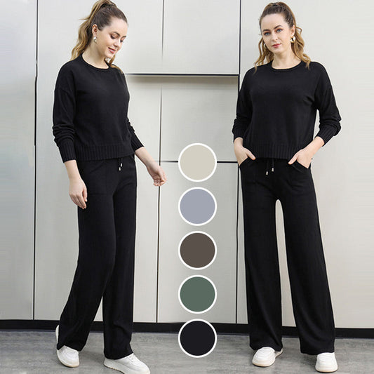 2-piece set: round-neck top and drawstring trousers