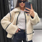 Women's Colorblock Fur Jacket Top