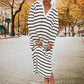 🔥Last Day Sale 49%🔥Elegant V-Neck Striped Split Hem Dress
