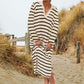 🔥Last Day Sale 49%🔥Elegant V-Neck Striped Split Hem Dress